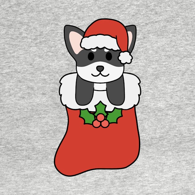 Christmas Black and White Chihuahua Stocking by BiscuitSnack